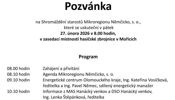 Shromáždění starostů Mikroregionu Němčicko v Mořicích